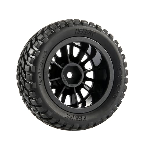 4PCS 76mm/2.99inch RC Rally Car Tyres 12mm Hex Hub Rubber Tires & Plastic Wheel Rims for 1/16 1/14 1/12 1/10 RC Off Road Buggy On-Road Touring Car (Wheel Rims*B and Tires)(NOT Glued) - size: B