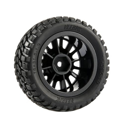 4PCS 76mm/2.99inch RC Rally Car Tyres 12mm Hex Hub Rubber Tires & Plastic Wheel Rims for 1/16 1/14 1/12 1/10 RC Off Road Buggy On-Road Touring Car (Wheel Rims*B and Tires)(NOT Glued) - size: B