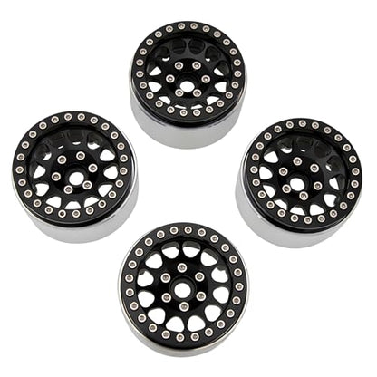 MEUS RACING 1.9 Beadlock Wheels Rims Deep-Dish Wheel for Axial SCX10 Traxxas TRX4 Vanquish VS4-10 Redcat Gen8 1/10 RC Crawler Upgrades (Style A, Black) - color: Style A, Black