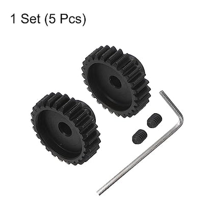 HARFINGTON Mod 1 M1 Pinion Motor Gear Set 2pcs 25T 26T Fit 5mm RC Motor Shaft M1 Pitch Gears for RC Car, with Hex Key - style: 25T 26T