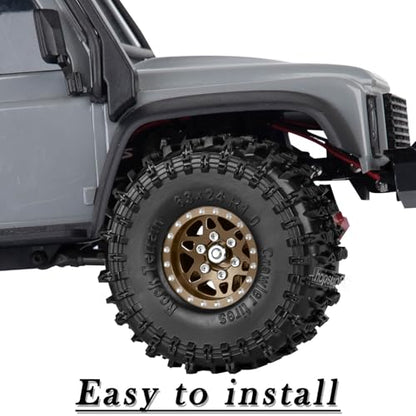 for SCX24 TRX4M 1/24 1/18 RC Crawler Car,Aluminum 1.0" Beadlock Wheel Tires Hub Rim 4PCS 1.0in Beadlock Heavy Duty Rim,Brown - color: (4PCS）Brown