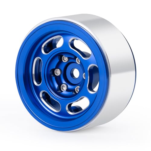MOHERO 4Pcs 1.3 RC Beadlock Wheel Rims for 1/18 1/24 RC Crawler TRX4M Axial SCX24 Redcat Ascent-18 Upgrade Parts (Blue) - color: Blue