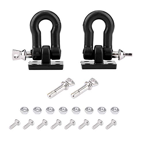 2pcs RC Trailer Hooks, 1:10 Scale RC Trailer Winch Hook Trailer Buckle for RC Climbing Car Crawler Truck Upgrade Part(Black) Model Car Accessories 1/10 Scale Rc Shackles Metal Bumper Hooks Rc Truck