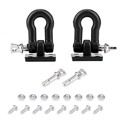 2pcs RC Trailer Hooks, 1:10 Scale RC Trailer Winch Hook Trailer Buckle for RC Climbing Car Crawler Truck Upgrade Part(Black) Model Car Accessories 1/10 Scale Rc Shackles Metal Bumper Hooks Rc Truck