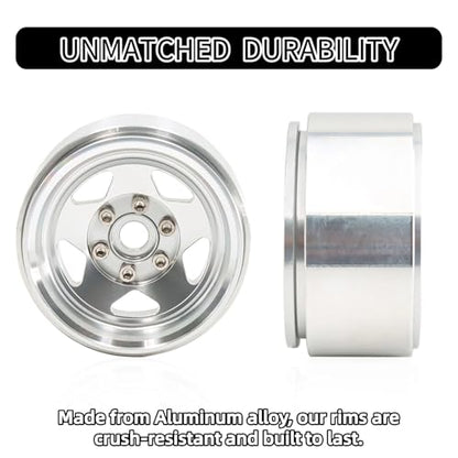 1.9 Beadlock Wheels, 4pcs Silver | Aluminum RC Rims Hub with Positive Offset 12mm Hex for 1/10 RC Crawler Axial SCX10 II III 90046 AXI03007 Traxxas TRX4 TRX6 - color: Five Models-silver