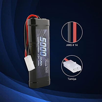 Gens ace 7.2v 5000mAh NiMh Rechargable RC Battery Packs for RC Cars,Electric Rc Monster Trucks,TRX, LOSI, Associated, HPI, TMY, Kyosho with TMY Connectors