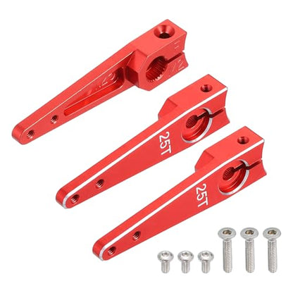MECCANIXITY Aluminum Alloy 1.25 inch 25T Steering Servo Arm Horn Red for Car/Boat/Airplane Boat Accessories Pack of 3 - color: Red