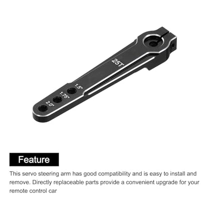 MECCANIXITY 1 Pcs Aluminum Servo Horn Long 25T Steering Arm 63mm Length Black Suitable for DIY RC Car/Boat/Airplanes Boat Model Accessories - color: Black
