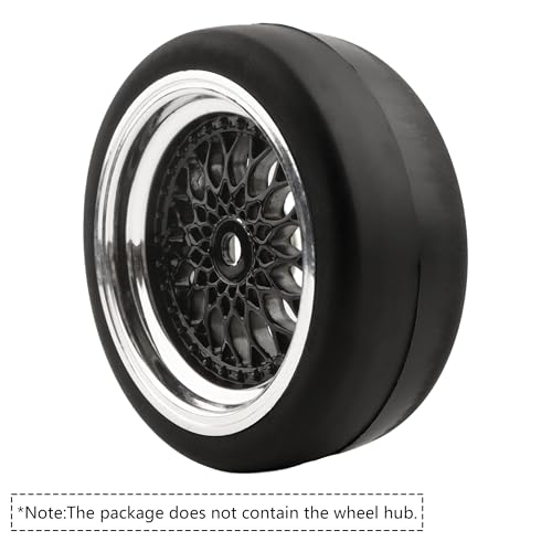 4-Pack 1/10 Scale RC On-Road Soft Tires 65mm Rubber Slick Wheels Tyres with Foam Insert Compatible with Traxxas 4Tec 2.0 Tamiya TT01 XV01 Kyosho WR8 Sakura WLtoys HPI Touring Car
