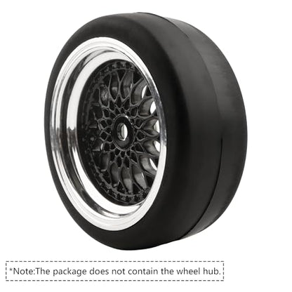 4-Pack 1/10 Scale RC On-Road Soft Tires 65mm Rubber Slick Wheels Tyres with Foam Insert Compatible with Traxxas 4Tec 2.0 Tamiya TT01 XV01 Kyosho WR8 Sakura WLtoys HPI Touring Car