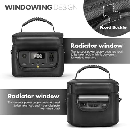 Portable Power Station Carrying Case Compatible with ECOFLOW RIVER 2 Power Station Generator Protective Shoulder Storage Bag Cover with Pocket for Outdoor Travel Camping Charging Accessories