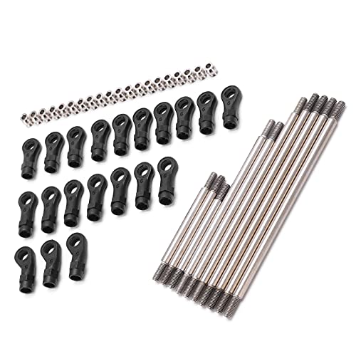 Jiawu 10Pcs Pull Rod Link Linkage, 324mm Wheelbase Link Rod, Links Tie Rods Pull Rods with End Ball Set for 1/10 RC 820564 820064 Crawler Car
