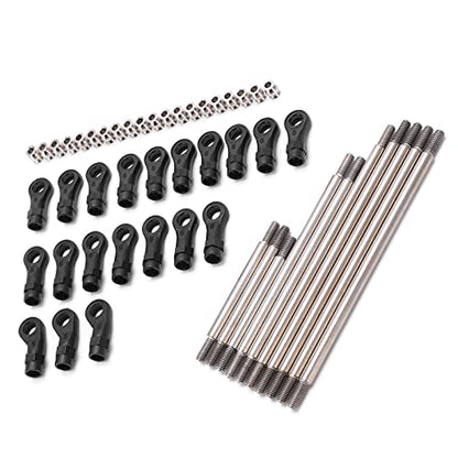Jiawu 10Pcs Pull Rod Link Linkage, 324mm Wheelbase Link Rod, Links Tie Rods Pull Rods with End Ball Set for 1/10 RC 820564 820064 Crawler Car