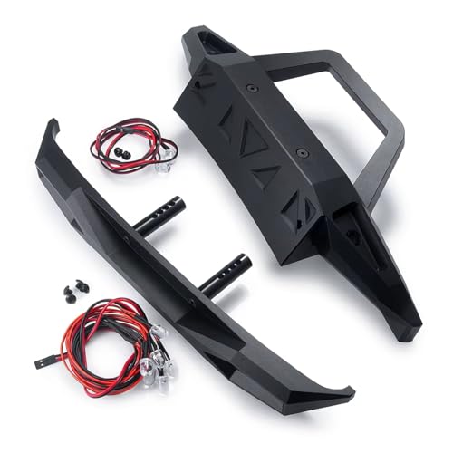 RC Bumper For Axial For Wrangler Trail Honcho SCX6 AXI05000 AXI05001 1/6 Metal Front Rear Bumper With Lights RC Crawler Car Truck(1 set) - color: 1 set