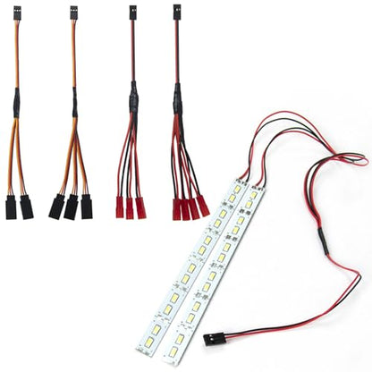 24 LEDs Chassis Light Aluminum RC LED Strip 6V & 7.87" JR Plug Y Splitter Wire,JR Male to JST Female Y Harness Wire Adapter JR Servo Y Parallel Extension Cable Lead