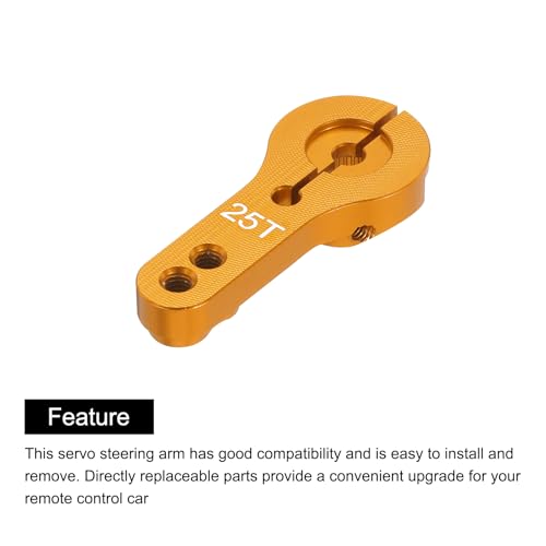 MECCANIXITY 5 Pcs Aluminum Servo Horn 25T Steering Arm 35mm Length Gold Suitable for DIY RC Car/Boat/Airplanes Boat Model Accessories with 2 Pcs Screws - color: Gold