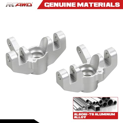 RCAWD Aluminum Steering Spindle Set Steering Blocks LOS234013 for 1-10 Losi Hammer Rey Rock Rey Upgrade Parts (Silver)