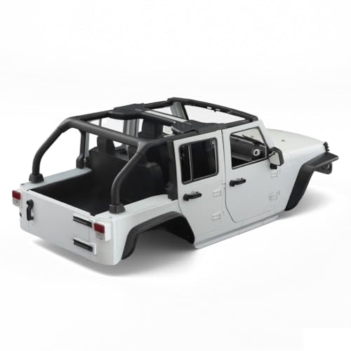 1/10 RC Jeep Wrangler Convertible Hard Shell Kit, for 1/10 RC Crawler TRX4 Axial SCX10 90046 90027 313 Wheelbase Shell Modification Accessories (White) - color: White