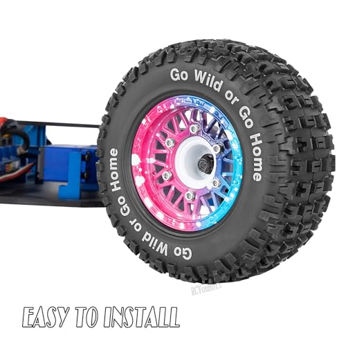 RC Wheels Tires Truck Tires 12mm/14mm/17mm Hex for 1/10 Slash 4×4 4WD 2WD/Axia1/Arrm a Senton/Redca t/Rc4w d,w/RC Wheels Hex Detachable Replace Running on Off-Road Tires,Colorful - color: Colorful- (Wheel Tires)