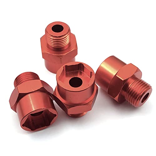 FainWan 4-Pack 12mm to 17mm Wheel Hex Hub Adapter Extension Conversion for 1/10 RC Car and Upgrade 1/8 Tires(RED)