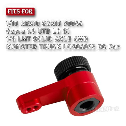 Aluminum 25T Unloading Steering Servo Horn Servo Arm Upgrades Part for 1/10 RBX10 SCX10 90046 Capra 1.9 UTB L0 S1 1/8 LMT Solid AXLE 4WD Monster Truck LOS04022 RC Car,Red - color: Red - (25t Servo Arm)