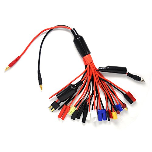 Padrasey RC Lipo Battery Charger Adapter Connector Splitter Wire,19 in 1 Octopus Convert Cable to 4.0mm Banana Plug Lead Cable for XT60, EC3, EC5, HXT4MM, Tamiya, JST, T-Dean, TRX, Futaba
