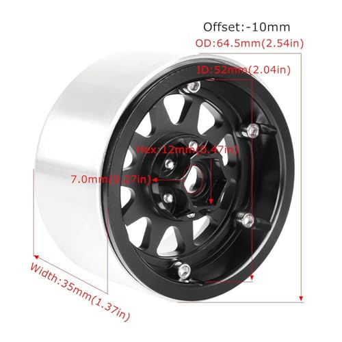 Aluminum 2.2" Beadlock Wheel Offset -10mm Metal Rims for SCX10 RR10 TRX4 VS4-10 Gen8 1/10 RC Crawler Car Upgrade Parts (10-Spoke, Bronze) - color: 10-spoke, Bronze