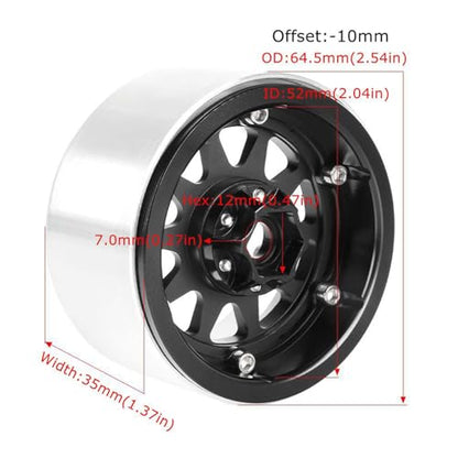 Aluminum 2.2" Beadlock Wheel Offset -10mm Metal Rims for SCX10 RR10 TRX4 VS4-10 Gen8 1/10 RC Crawler Car Upgrade Parts (10-Spoke, Bronze) - color: 10-spoke, Bronze
