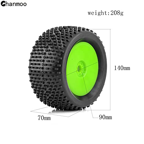 1/8 RC Off Road Racing Truck Tires And Wheels 17mm Hex Rubber Buggy Tyres OD 140mm For 1:8 Scale Monster Truck Car Arrma Typhon 6S Talion 4WD HPI HSP BAZOOKA CAMPER Kyosho TRAXXAS 4PCS (White) - color: White