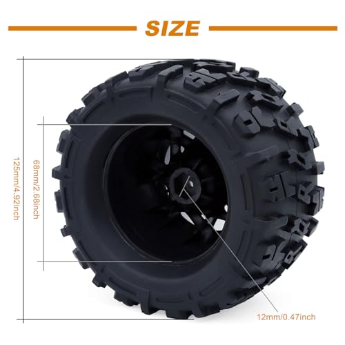 2Pack Surpass Hobby 2.68" Wheel Tires Set Swamp Claw Mud Terrain Tires 68 * 125mm for 1/8 1/10 RC Crawler Car - color: Zimu, size: 2 Pack