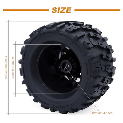 2Pack Surpass Hobby 2.68" Wheel Tires Set Swamp Claw Mud Terrain Tires 68 * 125mm for 1/8 1/10 RC Crawler Car - color: Zimu, size: 2 Pack