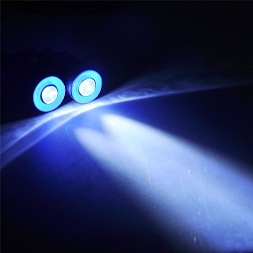 QUE-T 17mm 2 LEDs Angel Eyes & Demon Eyes LED Headlight/Back Light for 1:10 RC Model Crawler Cars, (Blue + White, 17MM) - color: Blue + White, size: 17MM