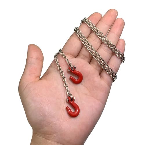 Tow Hook Trailer Chain for 1:10 RC Car Crawler, Tow Hook Steel Tow Rope,U Shaped Rescue Tow Hook for Traxxas Trx4 Axial Scx10 Wraith D90 Tamiya