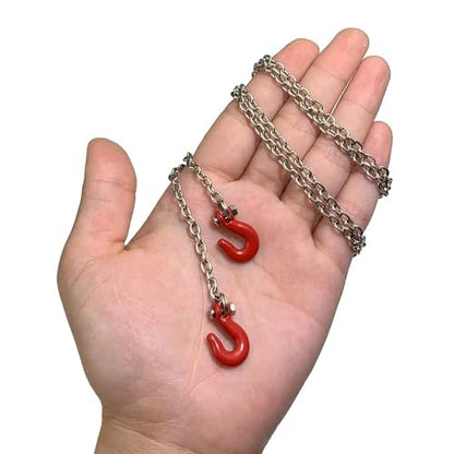 Tow Hook Trailer Chain for 1:10 RC Car Crawler, Tow Hook Steel Tow Rope,U Shaped Rescue Tow Hook for Traxxas Trx4 Axial Scx10 Wraith D90 Tamiya