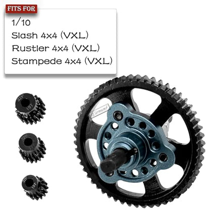 54T Spur Gear Upgrades Part for Slash Stampede Rustler 4X4（VXL）, Hardened Steel Slipper Clutch Eliminator 54T Spur Gear with Pinions Gears Set(15T 17T 19T) RC Upgrades,#6878,Titanium - color: Titanium(54T)