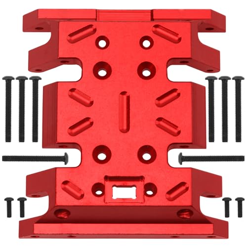 Aluminum Center Transmission Skid Plate Mount Gearbox Mount Compatible with MN128 MN86 MN86S MN86K MN86KS MN G500 1/12 RC Crawler Car (Red) - color: Black
