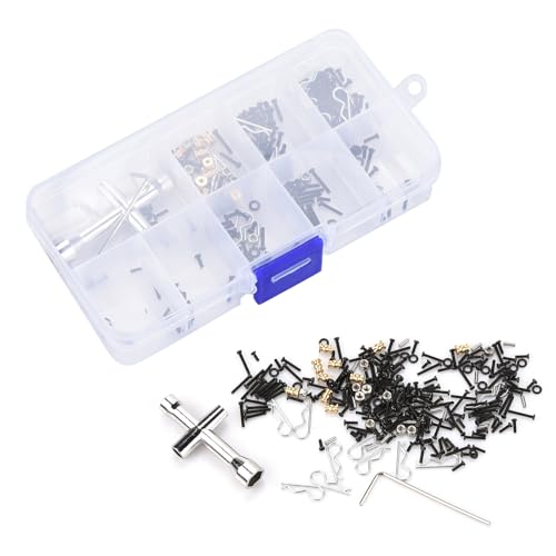 252PCS Stainless Steel M1.4 Assorted Screw, Pin and Nut Kit with Tool for 1/24 RC Crawler Car, Compatible for Axial SCX24