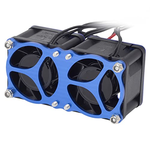 DKKY RC Motor Cooling Fan Heatsink 2Pcs DIY Kit for TRX4 ARRMA Axial 1/10 1/8 1/5 RC Model Car Upgrade Parts (Blue) - style: Blue