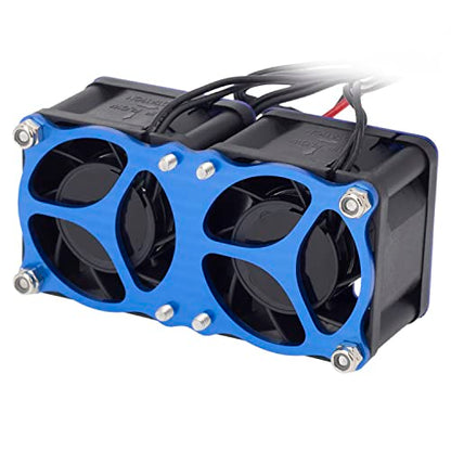DKKY RC Motor Cooling Fan Heatsink 2Pcs DIY Kit for TRX4 ARRMA Axial 1/10 1/8 1/5 RC Model Car Upgrade Parts (Blue) - style: Blue