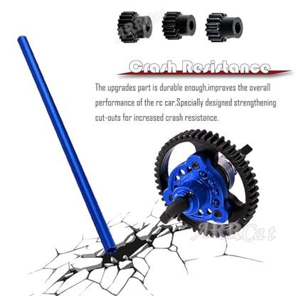 50T Metal Slipper Clutch Spur Gear&Center Drive Shaft Upgrades Part for 1/10 Slash 4X4 VXL,ARRCat Full Metal 50T (32-Pitch) Spur Gear Differential Gear w/ 19T 17T 15T Pinions,Navy Blue - color: Navy Blue (50T)