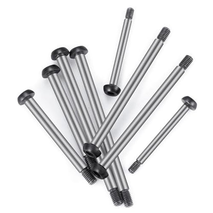 Polished Steel Lock-nut Style Hinge-Pin Threaded Hinge Pins Set Compatible with for 1/10 Traxxa Slash 2WD Hoss Rustler VXL Stampede RC Truck