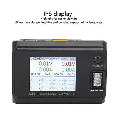 2.4in LCD Display Dual Channel Output Charger 500W DC Smart Battery Balance Charger Lithium Battery