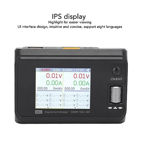 2.4in LCD Display Dual Channel Output Charger 500W DC Smart Battery Balance Charger Lithium Battery