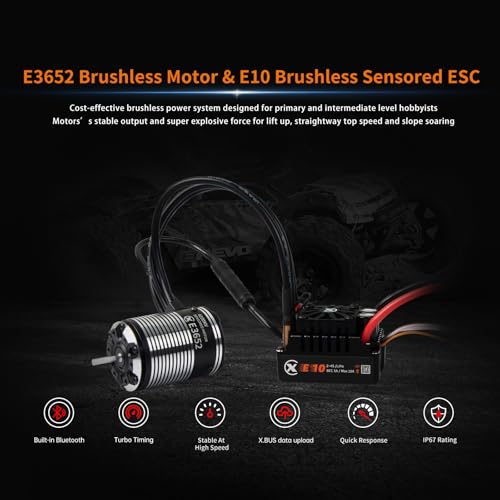 XC E3652 & E10 Sensored Brushless Motor and ESC Combo for RC Car,2-3S Lipo,IP67 Water Proof,Applicable to:1/10 On-Road,Off-Road,Short Course(Light Load) - size: 4100KV+E10 XT60