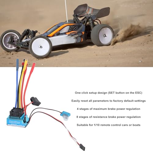 RC Car Brushless ESC, 80A Electronic Speed Controller, Waterproof Brushless ESC for 1/10 RC Car, Boat, Aluminum Alloy, Plastic