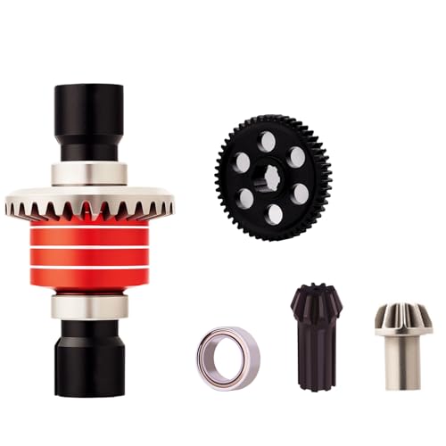 Alum Spur Gear Differential Diff Input Gear Kit for 1/16 H16BM H16PL H16DR 16208 H16207 16209 16210 1/14 H14BM 14301 14302 RC Car Upgrades Part Red - color: Red