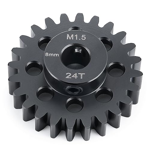 Mod 1.5 8mm Motor Gears 24T Steel Pinion Gear for 1:5 X Maxx 6S/8S | XRT 1/6 8S Monster 4WD 1/10 E-REVO Truck Upgrades - size: 24T