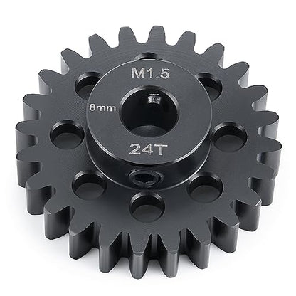Mod 1.5 8mm Motor Gears 24T Steel Pinion Gear for 1:5 X Maxx 6S/8S | XRT 1/6 8S Monster 4WD 1/10 E-REVO Truck Upgrades - size: 24T