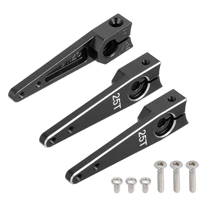 MECCANIXITY Aluminum Alloy 1.25 inch 25T Steering Servo Arm Horn Black for Car/Boat/Airplane Boat Accessories Pack of 3 - color: Black