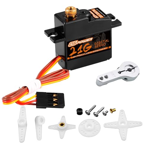 21G Mini Servo Micro Servo with 25T Arm,Digital Servo Full Metal Gear for 1/18 1/16 1/14 RC Crawler Car,Truck, Boat Airplane Robot Upgrade Parts